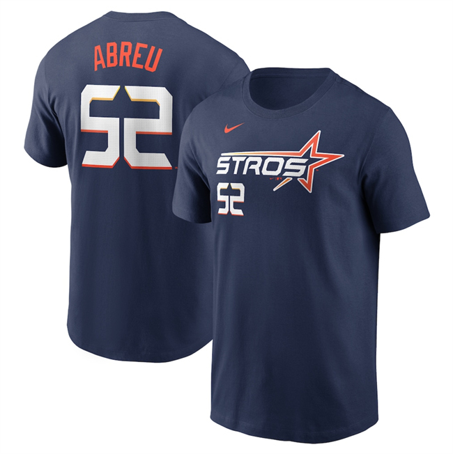 Men's Navy Houston Astros #52 Bryan Abreu 2025 City Connect Fuse Name & Number T-Shirt